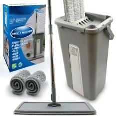 X20 ASSORTED ITEMS TO INCLUDE TDBS THE DUSTPAN AND BRUSH STORE FLOOR MOP BUCKET SET − EASY SQUEEZE BUCKET, FLAT WITH 2-PACK REPLACEMENT MICROFIBRE PADS FOR ALL FLOORS TYPES, GREY.