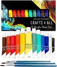 18X ASSORTED PAINT SETS TO INCLUDE CRAFTS 4 ALL ACRYLIC PAINT SET - 60 PAINTS FOR CANVAS, WOOD, CERAMIC & FABRIC – NON-TOXIC, VIBRANT PIGMENTS FOR BEGINNERS, STUDENTS AND PROFESSIONAL ARTISTS - ART S