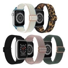 37 X [5 PACK] STRETCHY WATCH BAND COMPATIBLE WITH APPLE WATCH 38MM 40MM 42MM 41MM 44MM 45MM WOMEN SOFT SLIM STRAP ADJUSTABLE BRAIDED SPORT ELASTIC WRISTBANDS FOR IWATCH SERIES 6/7/5/4/3/2/1/SE.