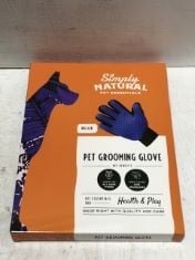 40 X SIMPLY NATURAL PET ESSENTIALS PET GROOMING GLOVE BLUE.