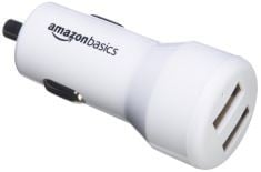 21 X BASICS 4.8 AMP 24W DUAL USB CAR CHARGER FOR APPLE AND ANDROID DEVICES, WHITE, 4-PACK.