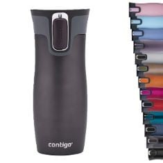 X18 ASSORTED BOTTLES TO INCLUDE CONTIGO WEST LOOP AUTOSEAL TRAVEL MUG, STAINLESS STEEL THERMAL MUG, VACUUM FLASK, LEAKPROOF TUMBLER, COFFEE MUG WITH BPA EASY-CLEAN LID, 470 ML, GUNMETAL.