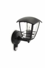 X12 ASSORTED ITEM TO INCLUDE PHILIPS MYGARDEN CREEK OUTDOOR WALL LIGHT WITH MOTION SENSOR (REQUIRES 1 X 60 W E27 BULB), 220-240V, BLACK.