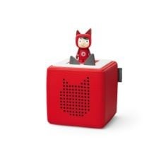 X5 ASSORTED TONIES ITEMS TO INCLUDE TONIES TONIEBOX WIRELESS MUSICAL STORYBOX STARTER SET, INCLUDING 1 CREATIVE, RED.