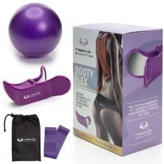 APPROX X10 ASSORTED ITEMS TO INCLUDE TYBER FLEX SCULPTING KEGEL EXERCISER FOR WOMEN-HIP TRAINER BUTTOCKS LIFTING-PREMIUM BUTT EXERCISE EQUIPMENT WITH HIP TRAINER, RESISTANCE BAND AND MINI YOGA BALL-B