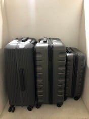 3 X ASSORTED JOHN LEWIS TRAVEL CASES GREY HARDSHELLS SPINNERS 2 X MEDIUM/LARGE, 1 X SMALL