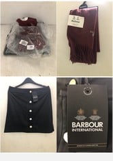 BARBOUR NAPIER SKIRT BLACK FAUX LEATHER SIZE 12 TO INCLUDE BARBOUR LAMBSWOOL SCARF BURGUNDY