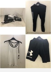 4 X ASSORTED BRANDED CLOTHING TO INCLUDE UNDER ARMOUR SWEAT SHORTS BLACK SIZE SM