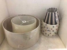 4 X ASSORTED JOHN LEWIS LAMPSHADES TO INCLUDE POLYESTER 25CM NATURAL/NAVY STRIPE