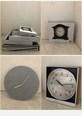 4 X ASSORTED CLOCKS TO INCLUDE ACCTIM CHLOE WALL CLOCK GREY