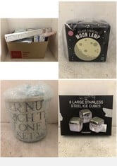 BOX OF ASSORTED JOHN LEWIS HOUSEHOLD ITEMS TO INCLUDE TINC COLOUR CHANGING MOON LAMP