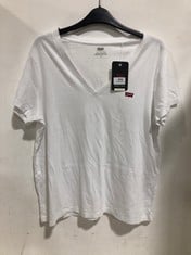 LEVI'S PERFECT V-NECK STANDARD FIT T-SHIRT WHITE WITH LOGO SIZE LG