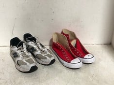 CONVERSE CHUCK TAYLOR ALL STAR HI-TOPS RED/WHITE SIZE 7.5 (NO LACES) TO INCLUDE NEW BALANCE 530 TRAINERS WHITE/BLACK SIZE 8