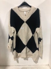 JOHN LEWIS AND/OR V-NECK KNIT JUMPER BLACK/NATURAL SIZE SM