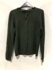 JOHN LEWIS CASHMERE CREW NECK CARDIGAN KHAKI GREEN SIZE 12 RRP- £95