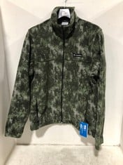 COLUMBIA ZIPPED FLEECE JACKET GREEN CAMO SIZE M