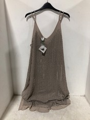 JOHN LEWIS BEADED CAMI DRESS TAUPE SIZE 14 RRP- £99