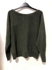 JOHN LEWIS CASHMERE DOLMAN SWEATER KHAKI GREEN SIZE 14 RRP- £99