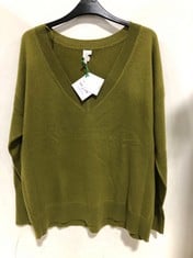 JOHN LEWIS CASHMERE RELAX V-NECK SWEATER OLIVE GREEN SIZE 16 RRP- £99