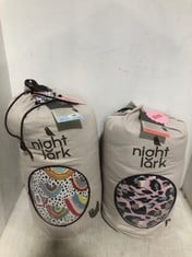 2 X NIGHT LARK ELEANOR BOWMER DUVET AND PILLOWCASE SET 10.5TOG, 1 X LEOPARD DOUBLE, 1 X RAINBOW SINGLE