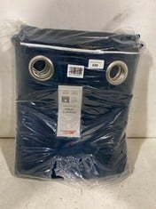 JOHN LEWIS ONE PAIR OF EYELET CURTAINS FAUX SILK NAVY 228X228CM RRP- £150