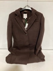 JOHN LEWIS CROMBIE WOOL LOOK COAT CHOCOLATE SIZE 8 RRP- £119