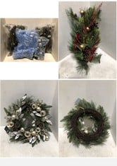 3 X ASSORTED JOHN LEWIS CHRISTMAS DECORATIONS TO INCLUDE WREATH GOLD