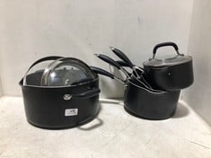 JOHN LEWIS 5PCS SAUCEPAN SET WITH 4 GLASS LIDS BLACK