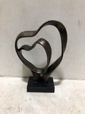 JOHN LEWIS LIBRA INTERIORS DOUBLE HEART SCULPTURE ANTIQUE GOLD RRP- £92