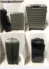 ANTLER TRAVEL CASE SAGE GREEN HARDSHELL MEDIUM/LARGE SPINNER TO INCLUDE JOHN LEWIS TRAVEL CASE BLACK FABRIC 2-WHEELER MEDIUM/LARGE