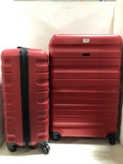 2 X JOHN LEWIS TRAVEL CASES RED HARDSHELL SPINNERS 1 X MEDIUM/LARGE, 1 X SMALL/MEDIUM