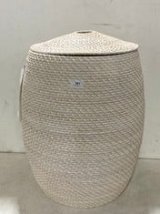 JOHN LEWIS LAUNDRY BASKET HAND WOVEN WHITE RATTAN TO INCLUDE JOHN LEWIS WICKER STORAGE/LAUNDRY HAMPER