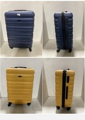 2 X JOHN LEWIS TRAVEL CASES HARDSHELLS SMALL/MEDIUM SPINNERS, 1 X YELLOW, 1 X NAVY BLUE