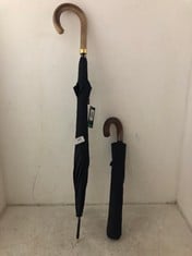 2 X FULTON BLACK UMBRELLA'S WITH WOODEN HANDLES