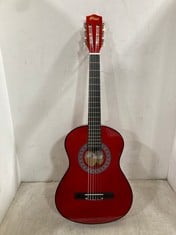 TIGER CHILDRENS 1/2 SIZE CLASSICAL GUITAR PACKAGE RED TO INCLUDE TIGER MUSIC MICROPHONE STAND WITH ROUND BASE