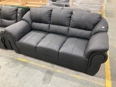 3 SEATER LEATHER SOFA BLACK