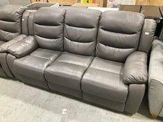 ROTHBURY 3 SEATER LEATHER MANUAL RECLINER SOFA GREY KT6CG - RRP £729