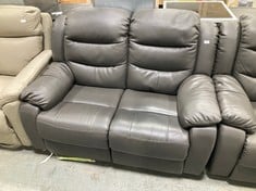 ROTHBURY 2 SEATER LEATHER MANUAL RECLINER SOFA GREY KT6CJ - RRP £629