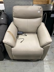 CARSON LEATHER ELECTRIC RECLINER ARMCHAIR STONE W00J5 - RRP £829