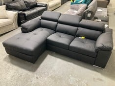 BRADY 3 SEATER LEATHER LEFT HAND CORNER SOFA BLACK EWC4N - RRP £1399