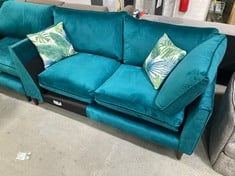 PASHA SMALL VELVET RIGHT HAND CHAISE SOFA TURQUOISE UFDLR - RRP £2199