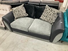 HILTON 2 SEATER FABRIC/LEATHER SOFA BLACK/GREY N677D - RRP £699