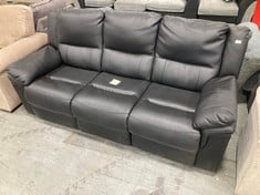 ALBION 3 SEATER LEATHER MANUAL RECLINER SOFA BLACK 6UADQ - RRP £749