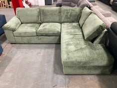 SALERNO FABRIC RIGHT HAND CORNER CHAISE SOFA GREEN VT8W7 - RRP £999