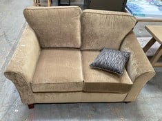 BROWN FABRIC 2 SEATER SOFA