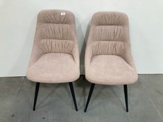 2 X GRANDE DESIGNS BEIGE FABRIC DINING CHAIRS