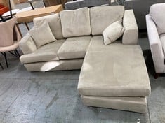 GREY VELVET 3 SEATER RIGHT HAND CORNER SOFA