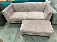 PINK 2 SEATER VELVET SOFA TO INCLUDE PINK VELVET FOOTREST