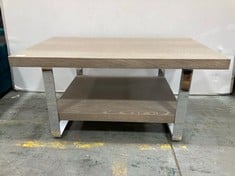 GREY WOODEN COFFEE TABLE WITH METALIC LEGS