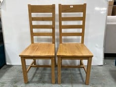 2X OAK WOODEN DINING CHAIRS